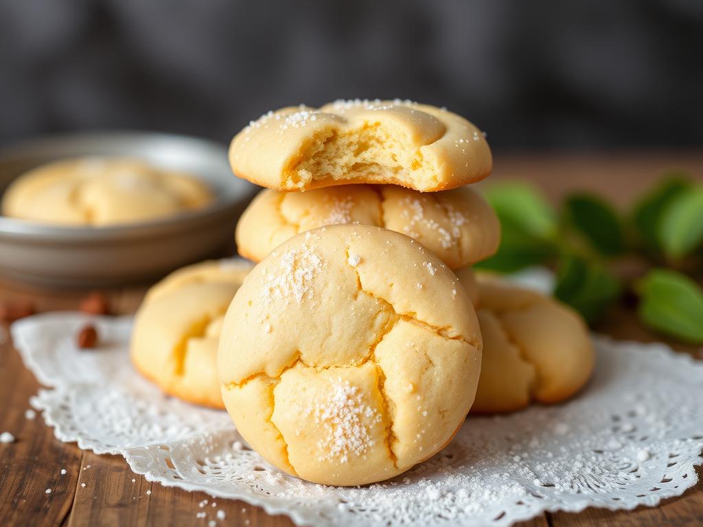 Freshly baked vanilla cookies cooling on a wire rack, golden brown with a soft and chewy texture